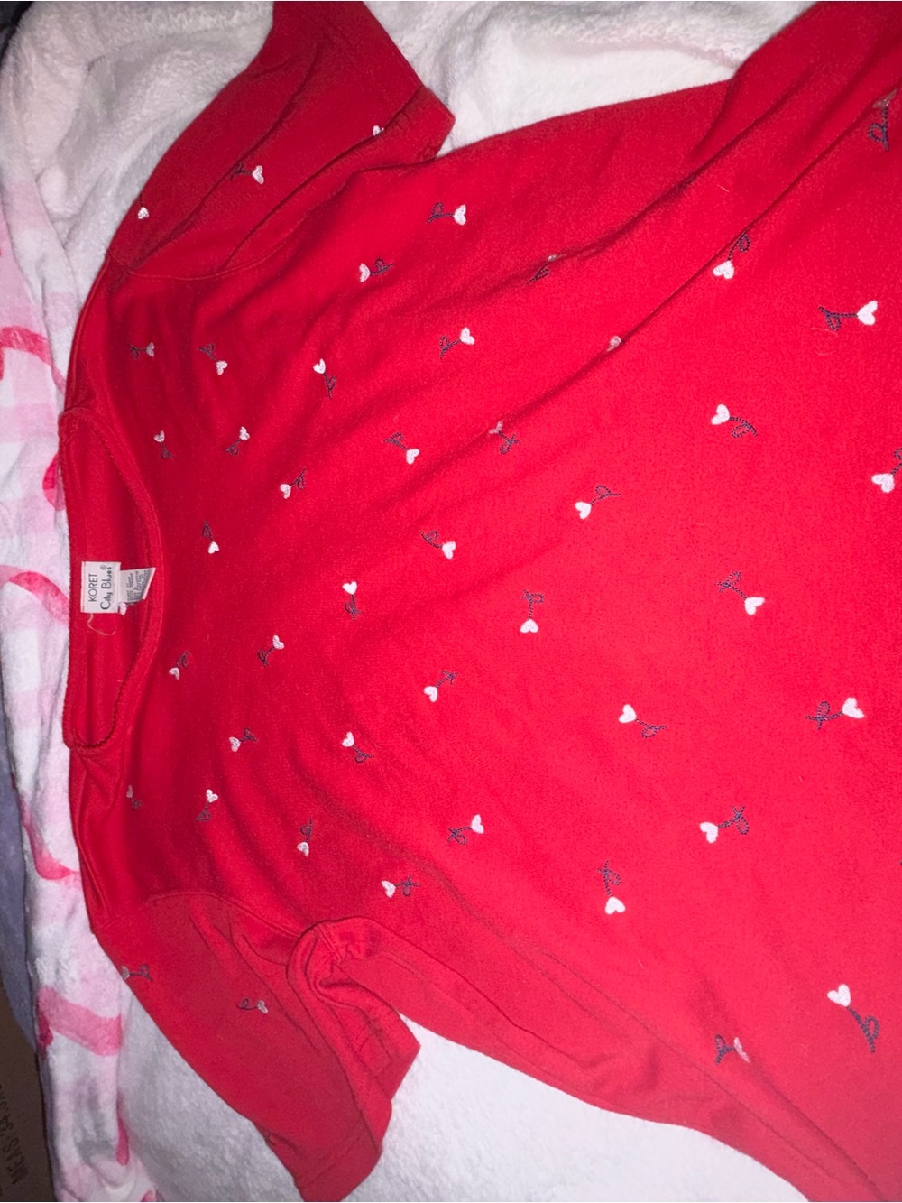 Red Heart-Print vintage baby doll tee